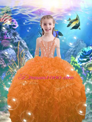 Floor Length Orange Red Sweet 16 Quinceanera Dress Sweetheart Sleeveless Lace Up