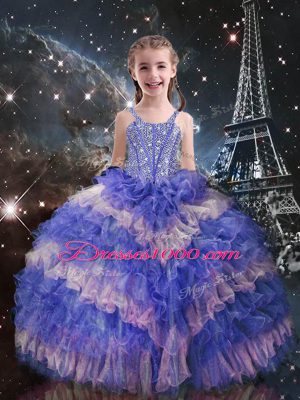 Custom Design Multi-color Sweetheart Neckline Ruffled Layers and Sequins Quinceanera Dress Sleeveless Lace Up