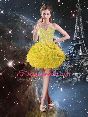 Yellow Sleeveless Organza Lace Up Vestidos de Quinceanera for Military Ball and Sweet 16 and Quinceanera