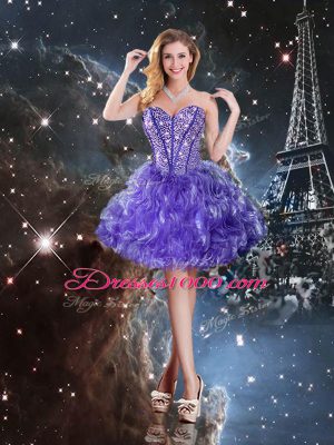 New Arrival Purple Lace Up Sweetheart Beading and Ruffles Vestidos de Quinceanera Organza Sleeveless