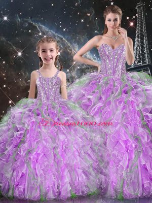 Modest Multi-color Sleeveless Organza Lace Up Ball Gown Prom Dress for Military Ball and Sweet 16 and Quinceanera