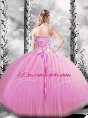 Top Selling Lilac Sweetheart Lace Up Beading 15th Birthday Dress Sleeveless