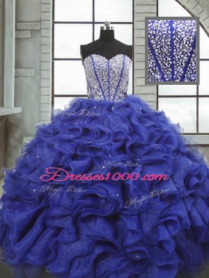 Sleeveless Lace Up Floor Length Beading and Ruffles Quinceanera Dresses