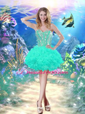 Sleeveless Lace Up High Low Beading and Ruffles Quinceanera Dress