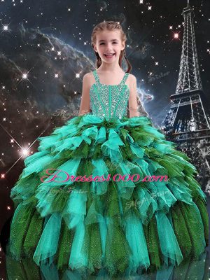 Sexy Sleeveless Lace Up Floor Length Beading and Ruffles and Ruffled Layers Sweet 16 Quinceanera Dress