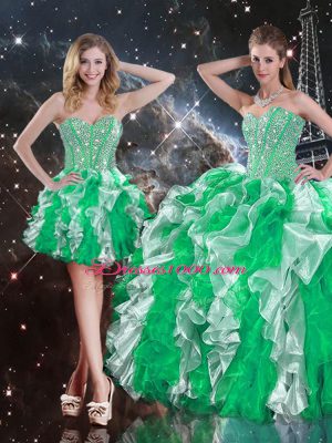 Fantastic Ruffles 15th Birthday Dress Multi-color Lace Up Sleeveless Floor Length