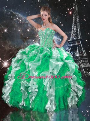 Fantastic Ruffles 15th Birthday Dress Multi-color Lace Up Sleeveless Floor Length