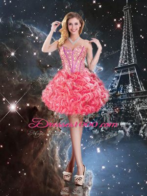 Customized Sleeveless Beading and Ruffles Lace Up Quinceanera Gown