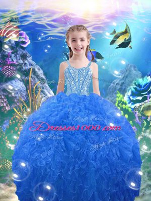 Floor Length Blue Quinceanera Dress Sweetheart Sleeveless Lace Up