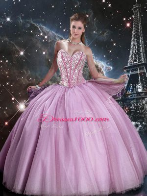 Lilac Sweetheart Neckline Beading Sweet 16 Quinceanera Dress Sleeveless Lace Up
