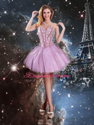 Lilac Sweetheart Neckline Beading Sweet 16 Quinceanera Dress Sleeveless Lace Up