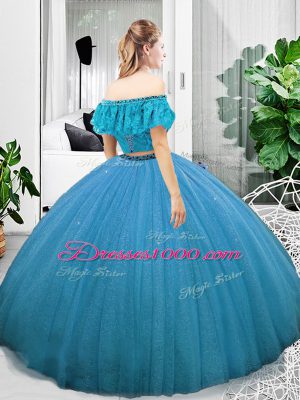 Graceful Sleeveless Floor Length Lace Lace Up Sweet 16 Dress with Coral Red