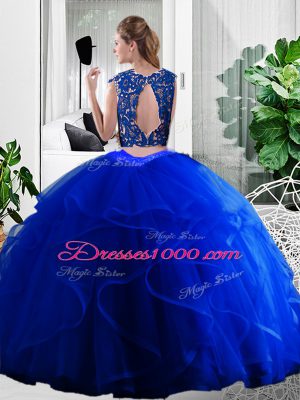 Captivating Fuchsia Scoop Zipper Lace and Ruffles Vestidos de Quinceanera Sleeveless