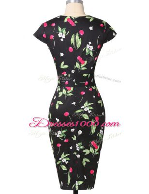 Strapless Cap Sleeves Printed Dress for Prom Pattern Zipper