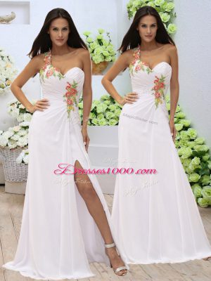 Fitting Floor Length Column/Sheath Sleeveless White Prom Evening Gown Zipper