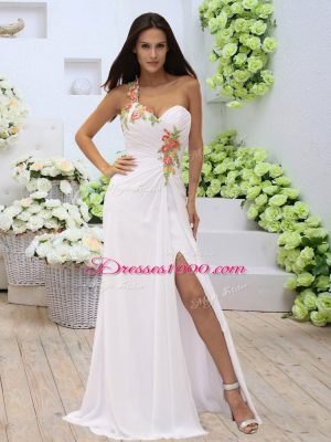 Fitting Floor Length Column/Sheath Sleeveless White Prom Evening Gown Zipper