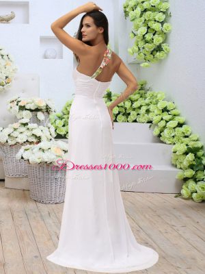 Fitting Floor Length Column/Sheath Sleeveless White Prom Evening Gown Zipper