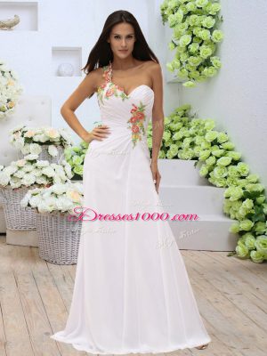 Fitting Floor Length Column/Sheath Sleeveless White Prom Evening Gown Zipper