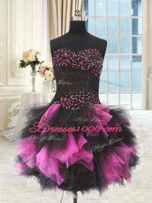 Admirable Three Pieces 15 Quinceanera Dress Pink And Black Sweetheart Tulle Sleeveless Floor Length Lace Up