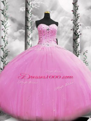 Sleeveless Lace Up Floor Length Beading 15 Quinceanera Dress