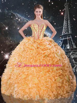 Floor Length Orange Quinceanera Dress Sweetheart Sleeveless Lace Up