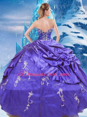 Affordable Taffeta Strapless Sleeveless Zipper Appliques and Pick Ups Quinceanera Dress in Purple