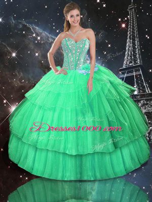 Sleeveless Lace Up Floor Length Ruffled Layers Quinceanera Dresses