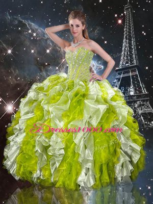 Multi-color Sleeveless Beading and Ruffles Floor Length Sweet 16 Dresses