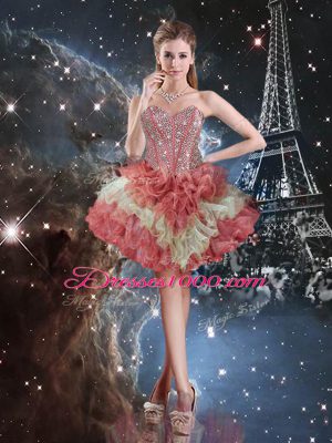 Sleeveless Beading and Ruffled Layers Lace Up Sweet 16 Dress