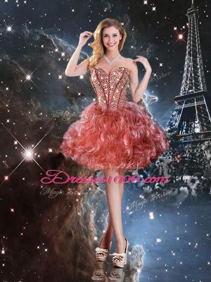 Sleeveless Lace Up Floor Length Beading and Ruffles 15th Birthday Dress