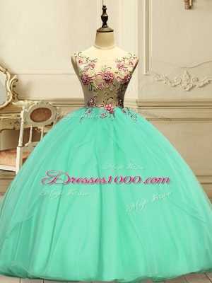 Eye-catching Apple Green Sleeveless Organza Lace Up Quince Ball Gowns for Military Ball and Sweet 16 and Quinceanera