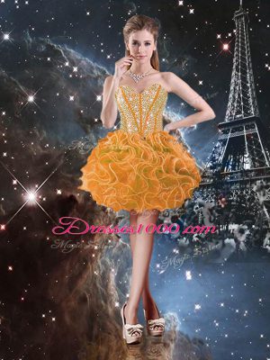 Trendy Orange Sleeveless Beading and Ruffles Floor Length Sweet 16 Quinceanera Dress