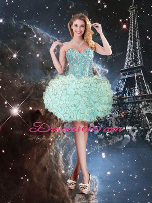 Lovely Ball Gowns 15th Birthday Dress Turquoise Sweetheart Organza Sleeveless Floor Length Lace Up