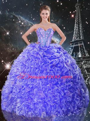 Sweetheart Sleeveless Organza 15th Birthday Dress Beading and Ruffles Lace Up
