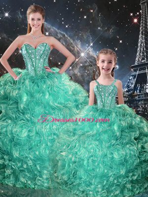 Artistic Sleeveless Beading and Ruffles Lace Up Vestidos de Quinceanera