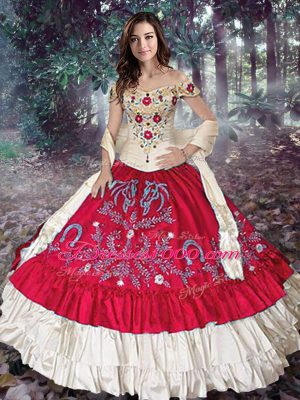 Best Sleeveless Lace Up Floor Length Embroidery and Ruffled Layers Quinceanera Gown