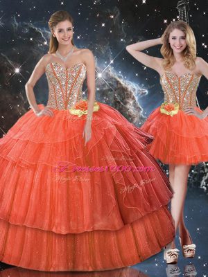 Sleeveless Lace Up Floor Length Ruffled Layers and Sequins 15 Quinceanera Dress