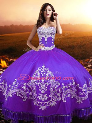 Ideal Purple Sleeveless Beading and Appliques Floor Length Quinceanera Dresses