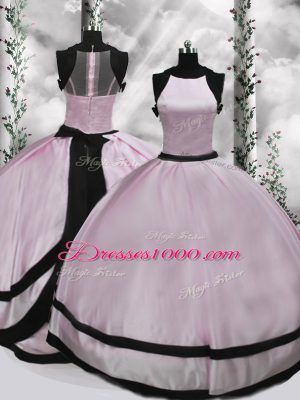 Elegant Pink Scoop Neckline Ruching Sweet 16 Quinceanera Dress Sleeveless Zipper