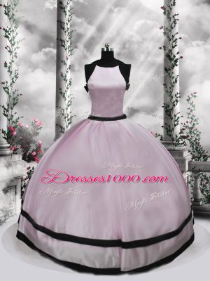 Elegant Pink Scoop Neckline Ruching Sweet 16 Quinceanera Dress Sleeveless Zipper