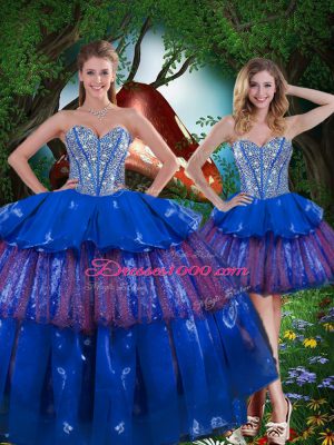 Affordable Multi-color Sleeveless Beading and Ruffled Layers and Sequins Floor Length Quinceanera Dress