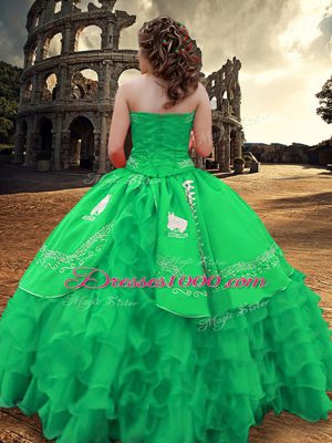 Clearance Sleeveless Zipper Floor Length Embroidery and Ruffled Layers Sweet 16 Dress