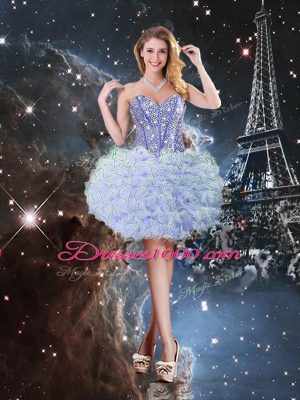 Lavender Quinceanera Dresses Military Ball and Sweet 16 and Quinceanera with Beading and Ruffles Sweetheart Sleeveless Lace Up