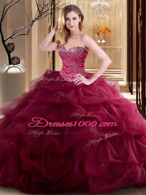 Super Sleeveless Lace Up Floor Length Beading and Ruffles 15th Birthday Dress
