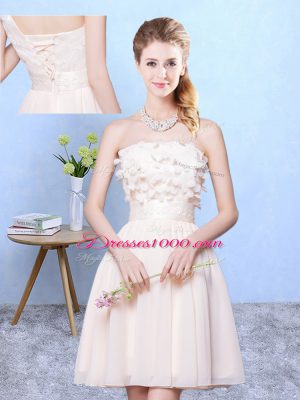 Discount Knee Length Champagne Quinceanera Dama Dress Chiffon Sleeveless Lace