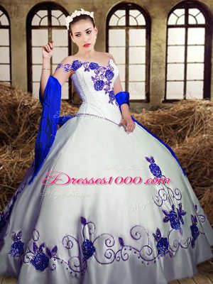 Trendy Sweetheart Sleeveless Lace Up Quinceanera Gown White Taffeta