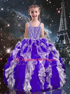 Graceful Multi-color Ball Gowns Organza Sweetheart Sleeveless Beading and Ruffles Floor Length Lace Up Quinceanera Dresses