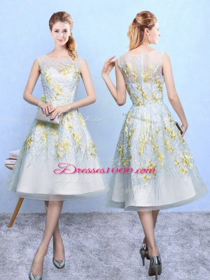 Square Sleeveless Zipper Bridesmaid Gown Multi-color Organza