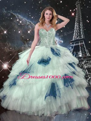Charming Multi-color Sleeveless Floor Length Beading and Ruffled Layers Lace Up Vestidos de Quinceanera