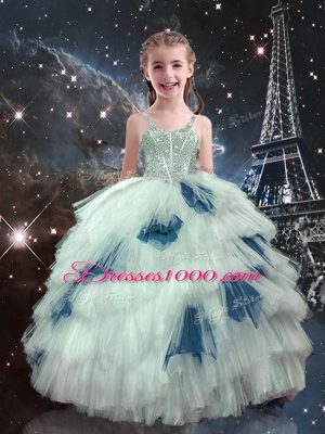 Charming Multi-color Sleeveless Floor Length Beading and Ruffled Layers Lace Up Vestidos de Quinceanera
